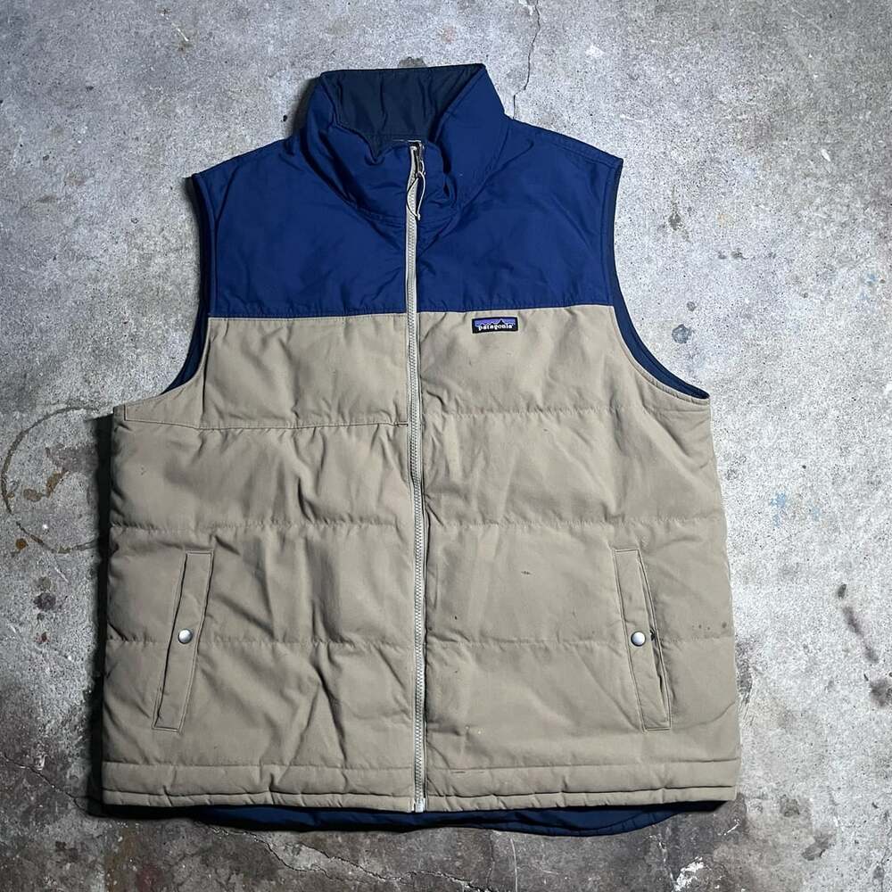 Patagonia Reversible Bivy Down Vest Blue Khaki